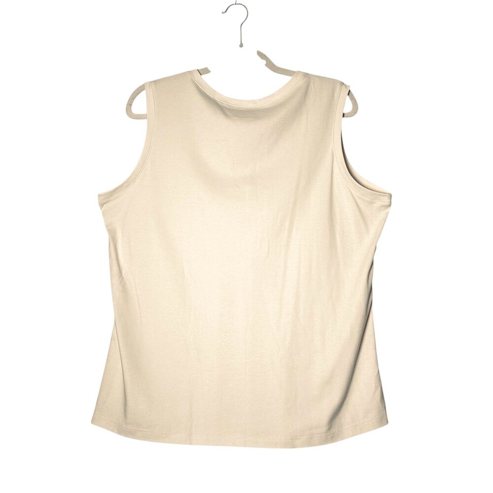 L.L.Bean Henley Tank Top XL Supima Cotton Ivory Button Front - Picture 2 of 3